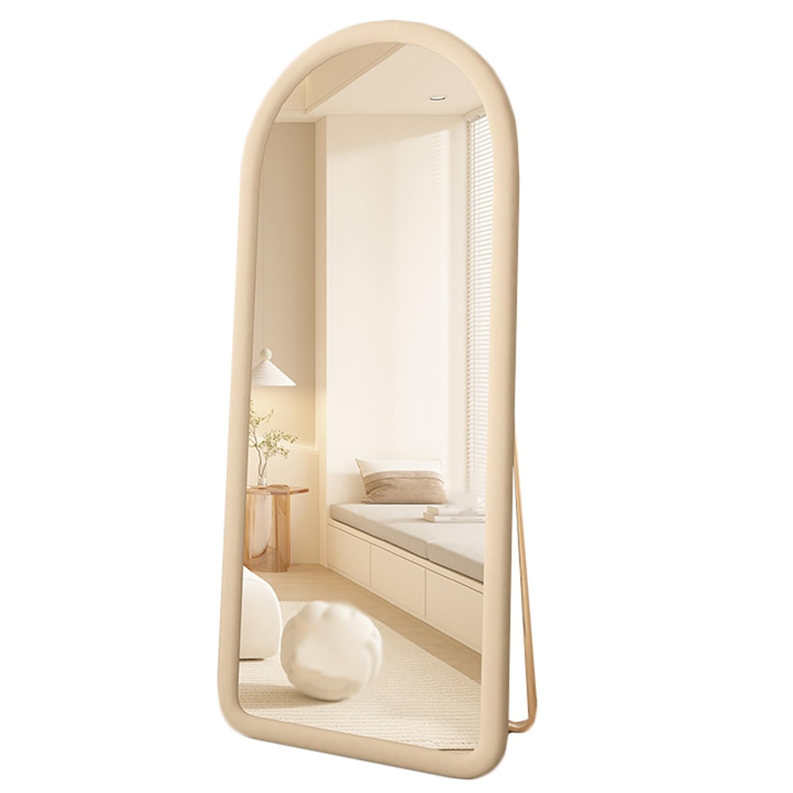 FGXHHS Mirror Vanity Wall Mirrors Without Distortion with Stand Vertically Only for Entryway Hangs Bathroom Living Room Wall(Latte,160x60 cm)