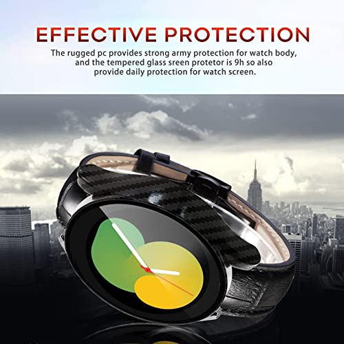 44Mm Case For Samsung Galaxy Watch 5/4 Screen Protector Case 40Mm 44Mm, Hd Protective Screen + Rugged Matte Bumper Case, Stylish Face Cover For Samsung Watch 5&4 Accessories - 44Mm, Carbon Fiber #TOP4