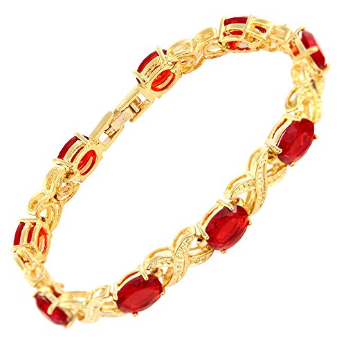RIZILIA XOXO Link Tennis Bracelet & Oval Cut CZ [5 Colors available] in Gold Plated, 7