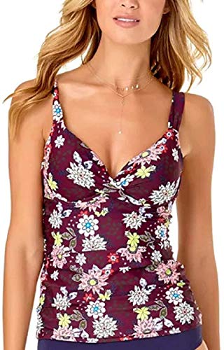 Anne Cole Women's Twist Front Underwire Cup Sized Tankini Swim Top, in Full