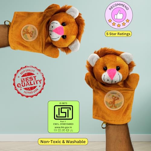 Image of Lion Hand Puppets for Kids Learning | Soft Plush Hand Puppet Toys for Storytelling, Role Play & Interactive Teaching | Educational Toys for Kids, Toddlers & Preschool Children
