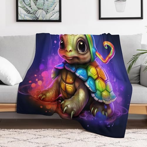 Manta de forro polar con diseño de tortuga y acabado premium 3