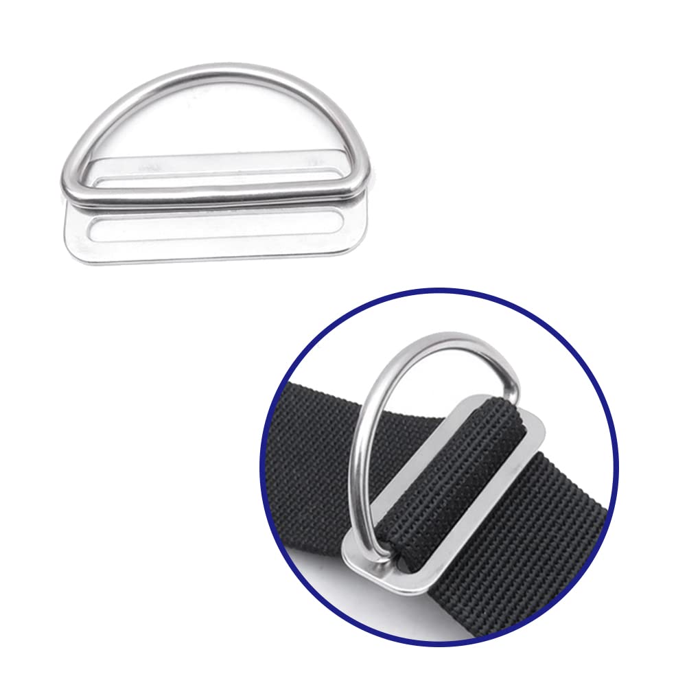 Jkjhbhged 1 Set Webbing Strap Keeper D Ring Buckle Stainless Steel Scuba Diving Belt with BCD Accessories, silver