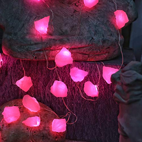 Jashika Genuine Rose Quartz Crystal Decorative String Lights Raw Stone Color Changing 8.5Ft 20 Leds Usb Plug In Battery Operated With Remote For Bedroom Chakra Décor Nature Ornaments Nightlight Wedding Décor thumb #5