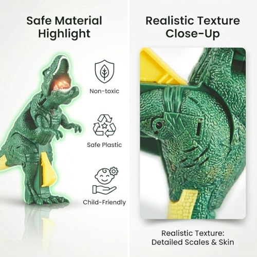 Image of Roaring Dinosaur Toy with Light and Sound T Rex LED Glow Interactive Dino Easy Grip Handheld Design Fun Educational Toy for Kids Boys and Girls Age 3 Plus Birthday Gift Green