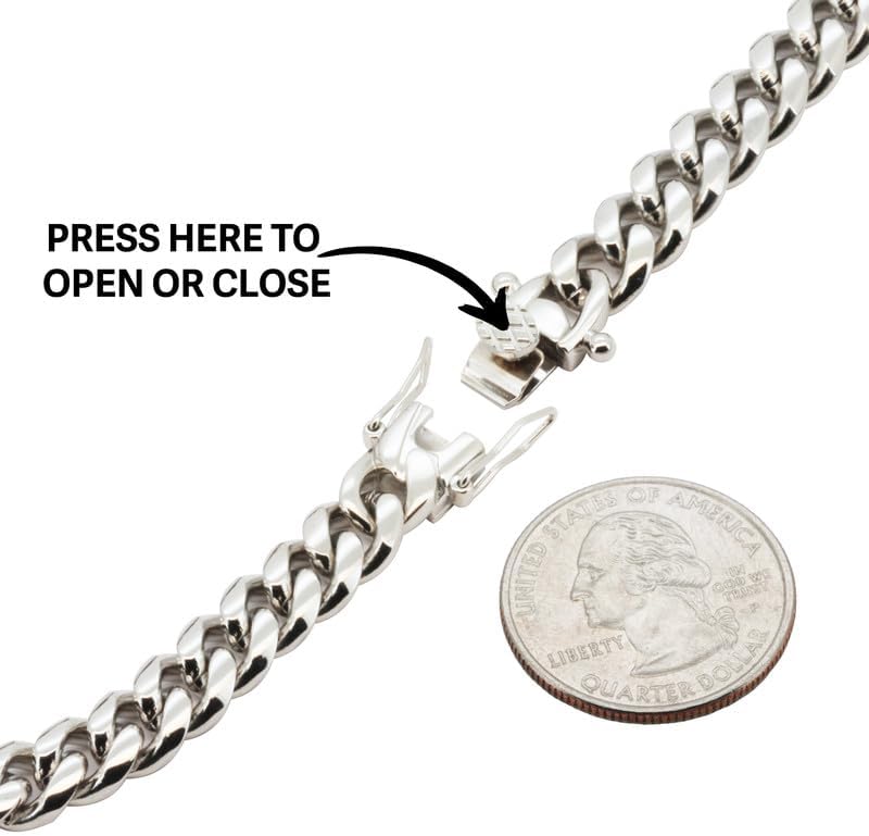 316L Stainless Steel 18K Yellow/White Gold Finish 6-18MM Miami Cuban Link Box Clasp Chain Necklace Bracelet For Men & Women 6″-40″