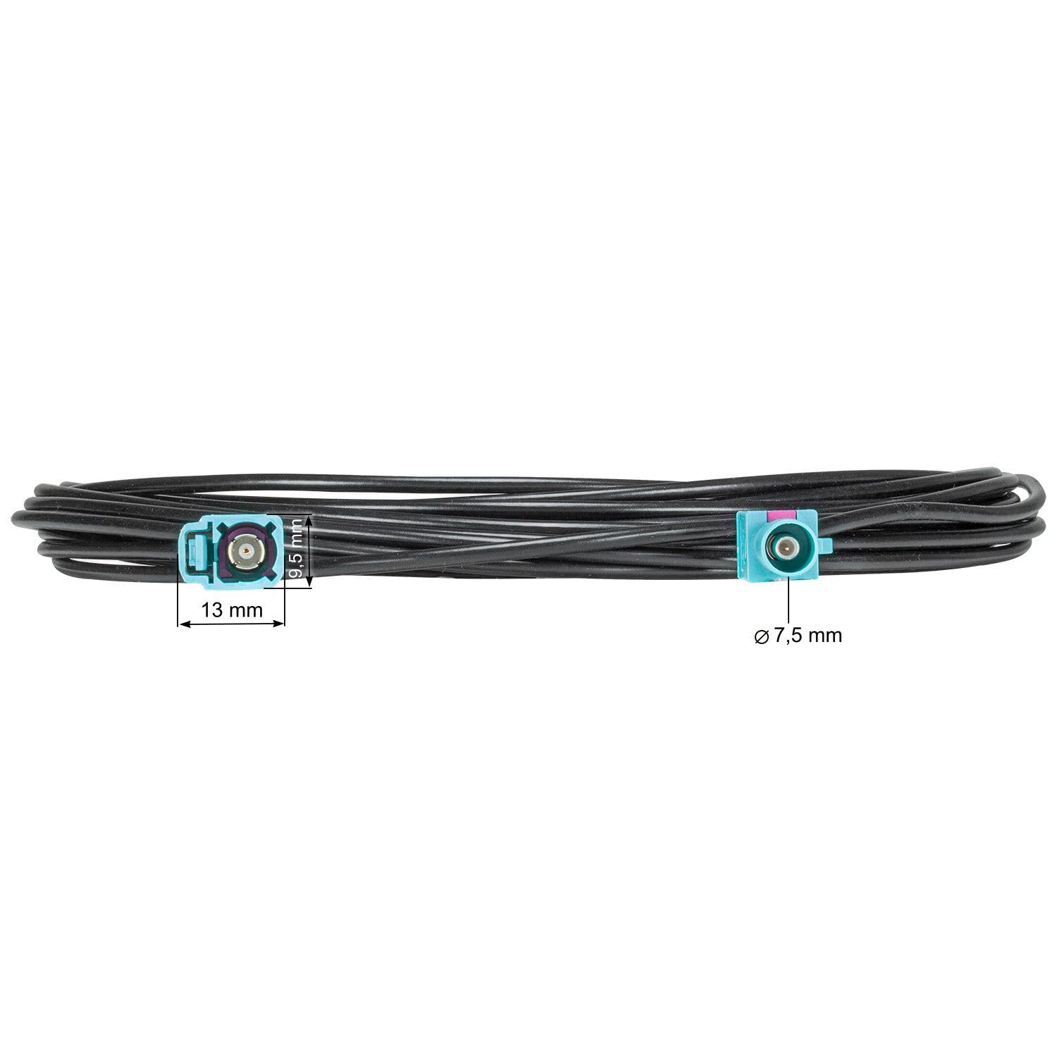 tomzz Audio 1600-028 Fakra Antennen-Verlängerung 10m 1000cm Fakra (F) Buchse auf Fakra (M) Stecker Kabel RG174 Typ Z codiert