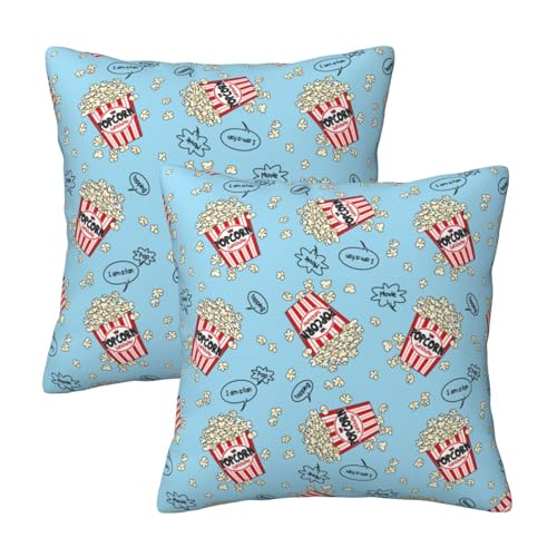 TZTTZT Juego de 2 fundas de almohada, deliciosas fundas de almohada de palomitas de maíz de 12 x 12 pulgadas, fundas de cojín decorativas suaves para sofá, cama, sala de estar, casa de campo