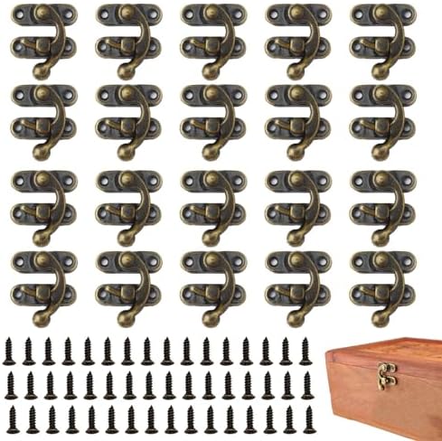 OZXNO Antique Hook Hasp Latch 2-Pack - Zinc Alloy Swing Lock Clasp For Jewelry Box, Cabinet, Toolbox - View #8