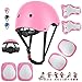 Waysroma Sets de Protection Enfant Vélo avec Réglable Casque Coudières Genouillère Protège-Poignets pour Skateboard Cyclisme Patin Trotinette (Rose)