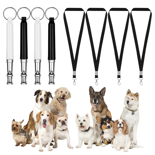 Dog Whistle,Adjustable Ultrasonic Silent Dog Whistle,Dog Whistle to Stop Barking Neighbors Dog,with Lanyard Professional Recall Dog Training Whistles,Dog Whistle to Make Dogs Come to You（B&W） (4)