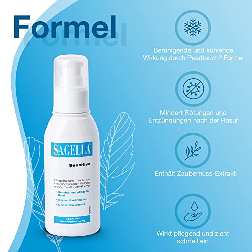 Sagella® Sensitive, Pflegebalsam für Frauen, verhindert Rasierpickel und Rasurbrand, für ein angenehmes Hautgefühl, 100 ml