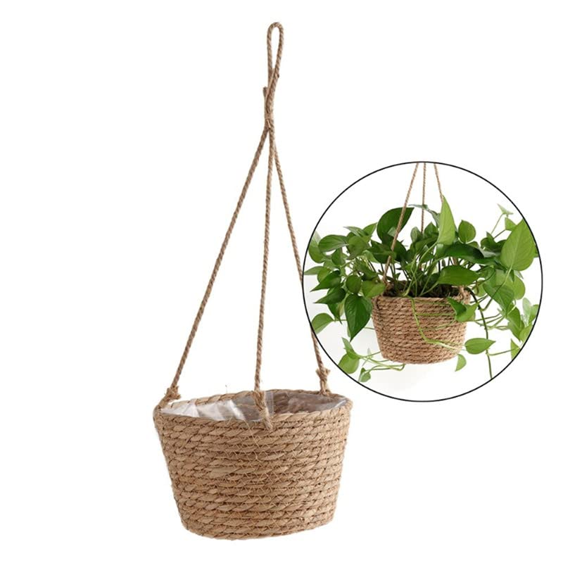 Wiszące Doniczki Ogrodowa wisząca doniczka makrama kosz do przechowywania roślin kryty kwiat na zewnątrz uchwyt na doniczkę wieszaki na rośliny Home Decor Wiszące donice (Color : Gris)