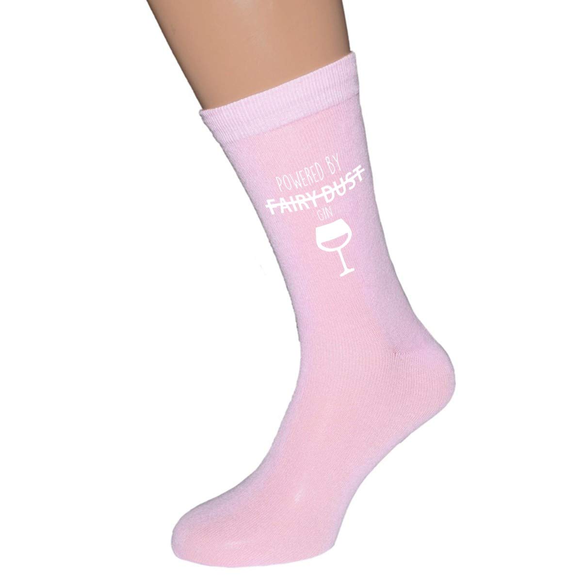 Powered by Gin not Fairy Dust Design Printed on Ladies Pink Socks