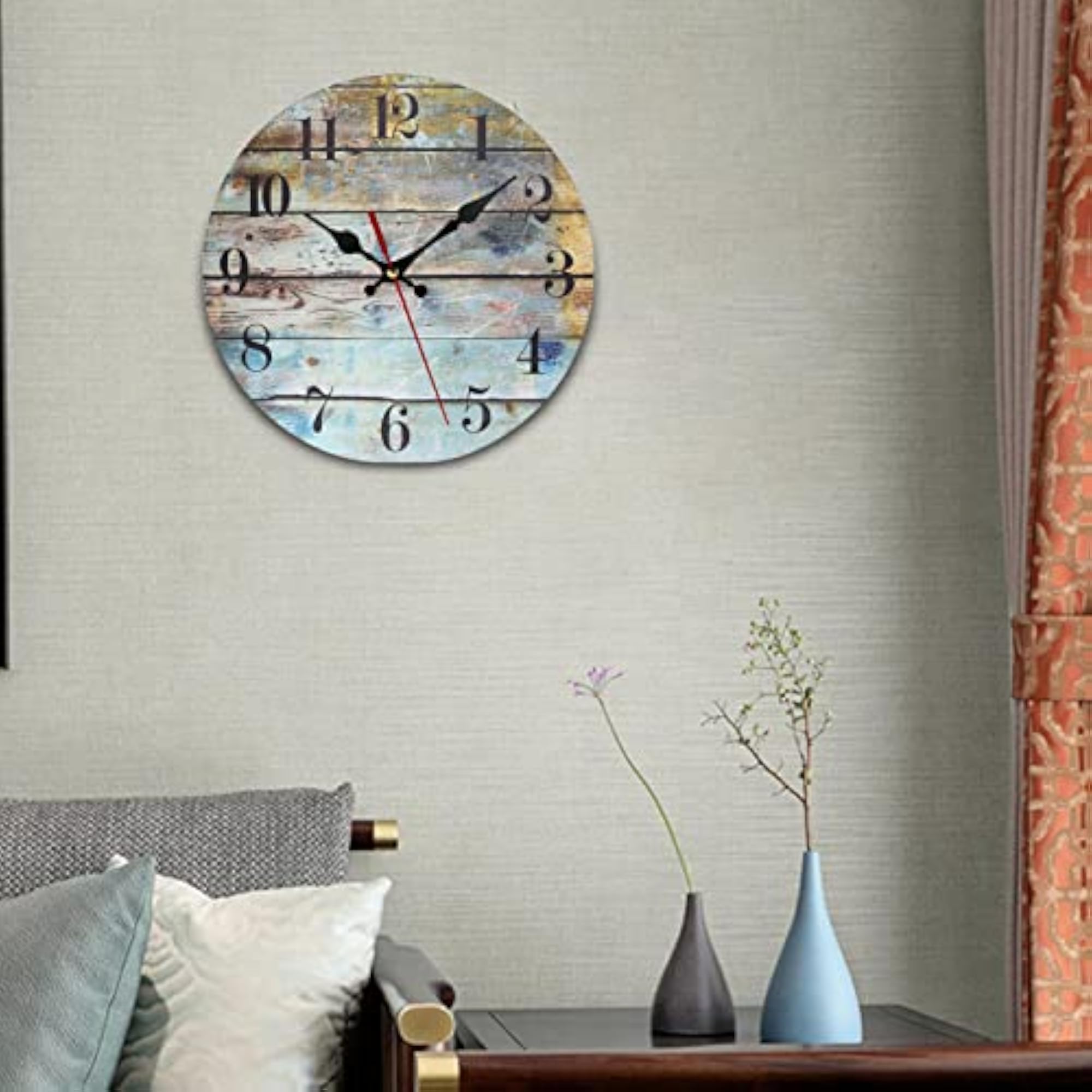 Wood Wall Clock Decors Silent for Rustic Homes