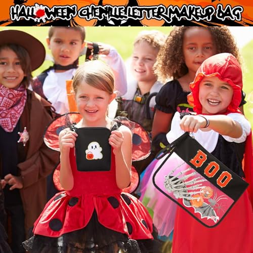 Halloween 2 Pcs spooky Cosmetic bag Snack Bag ，Clear Zipper Letter Travel Toiletry Bag Storage Bag coin purse for Girls，halloween pouch Makeup Bag Purse Waterproof Travel Bag Themed Gifts for Women4