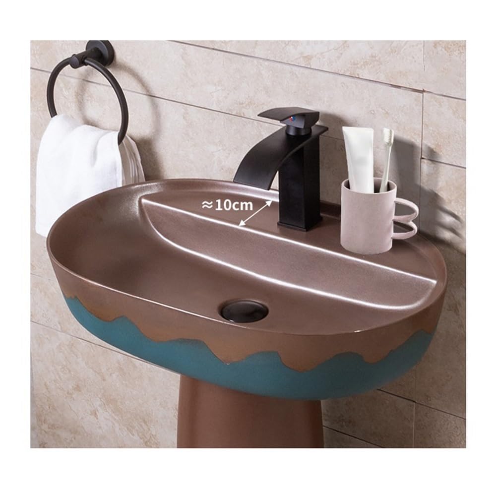Fregadero de pedestal Lavabo de pedestal cerámica, lavabo pie con grifo y desagüe