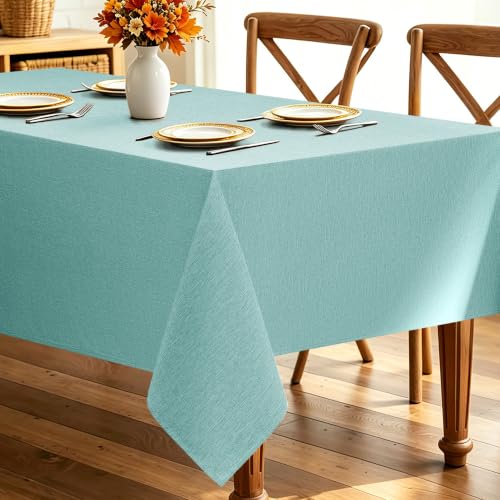 Decorelia Auqa Linen Textured Tablecloth Rectangular 60 x84 Inch