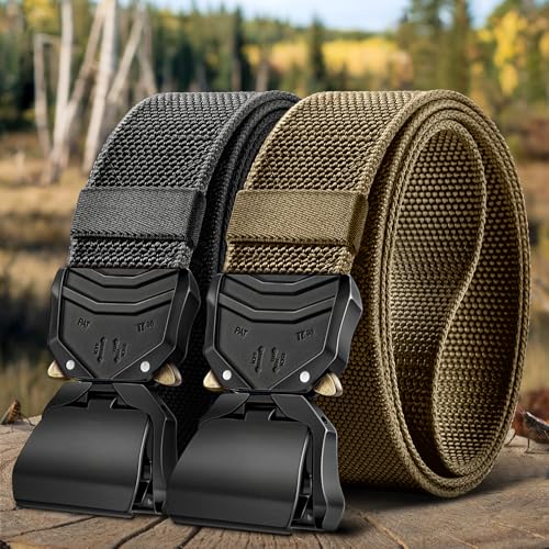Image of BULLIANT Men Stretch Tactical Web Belt MultiPack 1.5 inch-Adjustable Fit | Smooth Sliding for Micro Fit - Tailored for Exact Size-Holeless for Golf Jeans or Casual