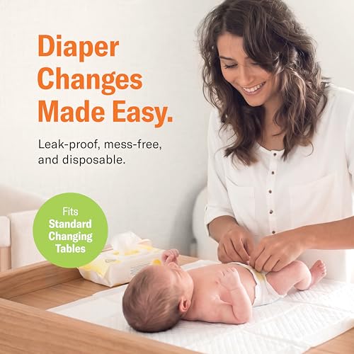 Image of Chuckles 5-Layer Disposable Changing Pads for Baby - 17x24 50ct Disposable Diaper Changing Pads, Changing Pad Liner, Baby Pee Pads, Diaper Pads, Hypoallergenic Changing Pads for Travel - Curera Brand
