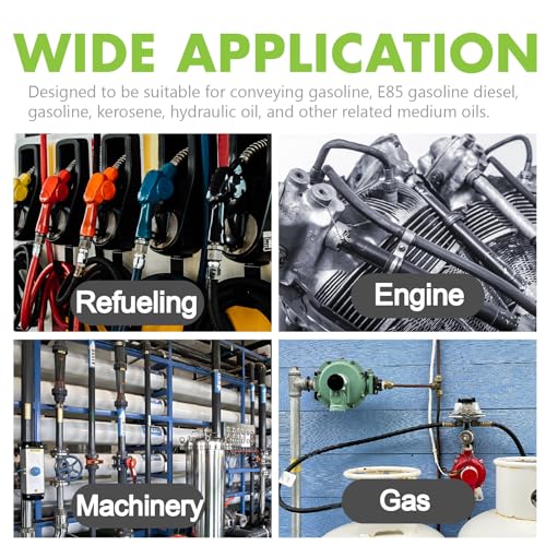 Image of Jeemiter 3 /4 inch ID x 5FT Large Diameter Fuel Line Hose SAE 30R7 Kit - with 10 Clamps for Diesel, Oil, Hydraulic Lines - Fits Industrial Machinery, Tractors, Marine Systems