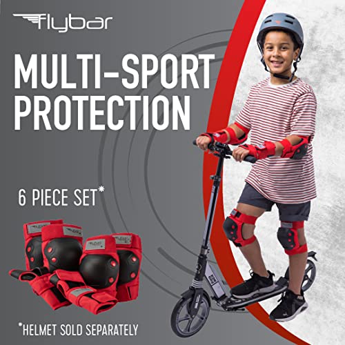 Flybar Kids Knee Pads And Elbow Pads Set, Wrist Guard For Roller Skating, Skateboard Pads, Multi Sports Protective Gear, Adjustable Velcro Straps, Impact Resistant, Heavy Duty Breathable Material #TOP4