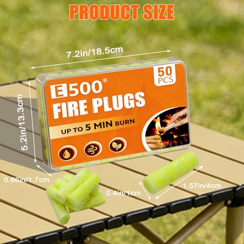 E500 50 Pack Fire Plugs, Odorless Cotton Emergency Fire Starter Plug - Image 2