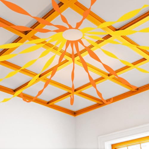 Image of 4 Crepe Paper Streamers Rolls, 328ft Pack of Yellow and Orange Crepe Paper for Birthday Wedding Baby Shower Sunflower Theme Party Decoration (1.8 inch x 82 ft /Roll)