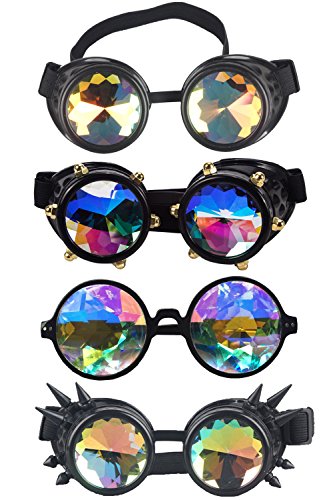 Kaleidoscope Rave Rainbow Crystal Lenses Vintage Goggles Glasses