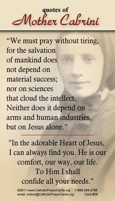 St. Frances Xavier Cabrini LAMINATED Holy Card (5-pack) with a Free Bonus Card of Divine Mercy and One of the Footprints Story - Image 2