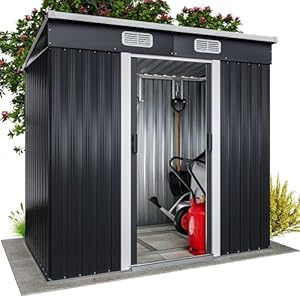 GARDEBRUK® L Metall Gerätehaus 2m² mit Fundament 200x125x180cm Schiebetür Anthrazit Geräteschuppen Gartenhaus 4m³