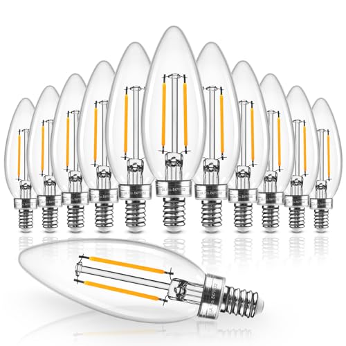 Hizashi Candelabra LED Light Bulbs 40 Watt Equivalent, E12 Base Chandelier Light Bulbs 2700K Soft White, Dimmable LED Candelabra Bulbs, B10, 90+CRI, 4