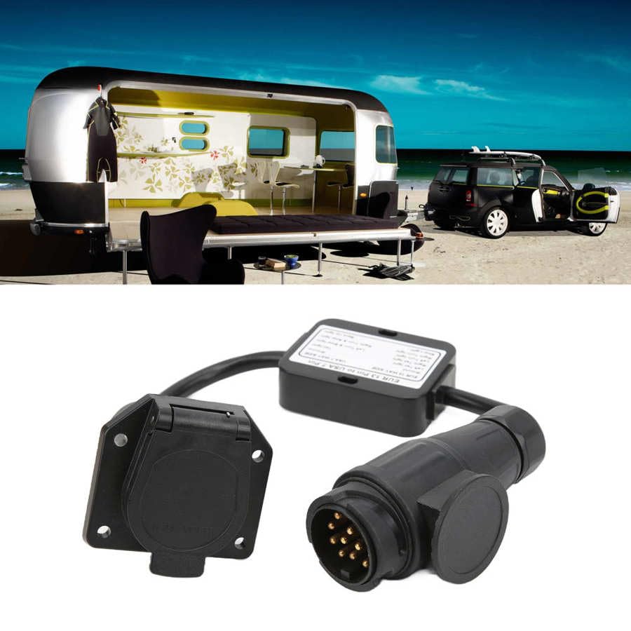 European 13 Pin to for American 7 Way Plug Round Connector Trailer Light Electrical Converter