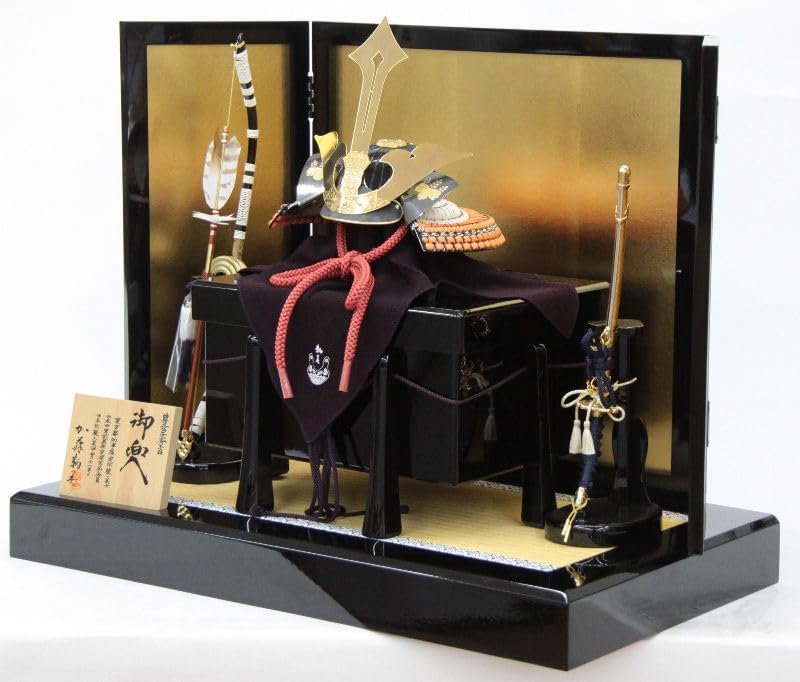 五月人形 兜 平飾り 1/3 幅65cm（245to0449）鞆美 源義家 銀 上笠 江戸