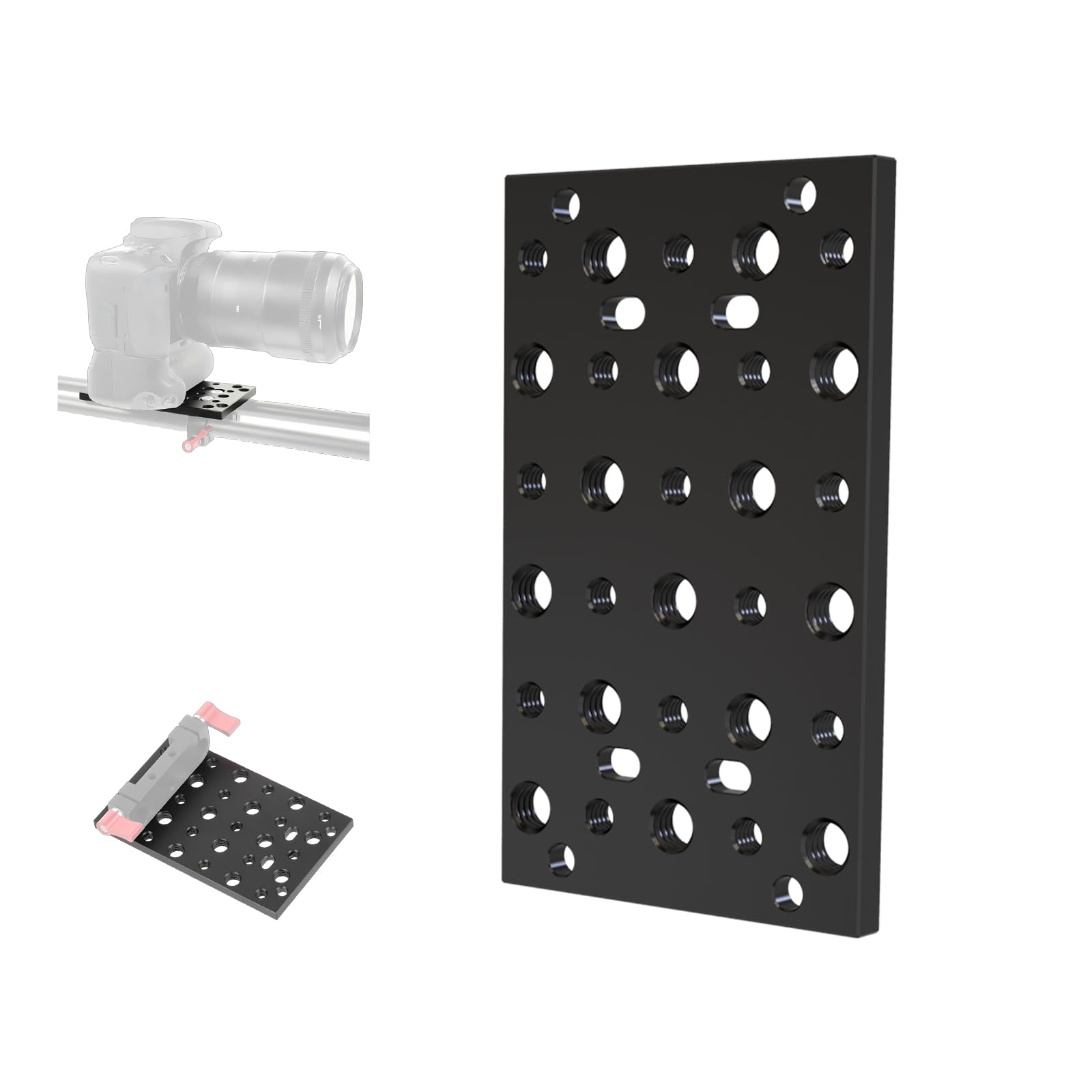 Camera Cheese Plate with 1/4" and 3/8" Threaded Holes,Extension Switching Mounting Plate for Cameras,Tripod and Other Photography Accessories