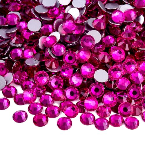 Image of 144pcs DIY Glass Flatback Rhinestones for Bedazzling,Round Crystal Gems for Nail Art,Stage Makeup,Clothing,Bag Decoration 0.31 inch 8mm SS40 Rose B