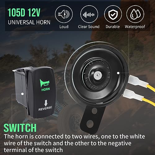 Turn Signal Street Legal Kit with Horn, UTV Turn Signal Kit with Rocker Switch UTV Street Legal Kit for Polaris RZR Ranger SXS Dirt Bike Can-Am Golf Cart Beach Cart - Thumbnail 4