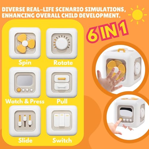 Image of Montessori Toys for 1 Year Old Boy, 6 in 1 Busy Activity Cube Toys for Toddlers 1-3 Learning Fine Motor Skills, Travel Toy for 12-18 Months Baby, One Year Old Girl Birthday Gifts,White