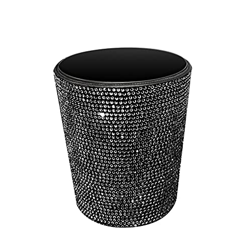 Image of Bling Car Garbage Trash Can,Glitter Diamond Trash Container Hanging Garbage Bin Multifuntional Organizer Storage Box Universal Dustbin Garbage Container,Black