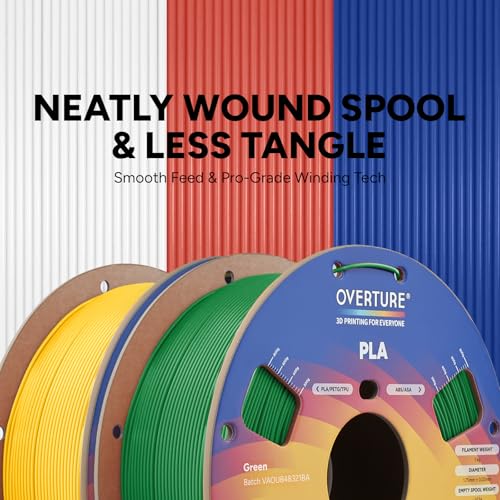 Image of OVERTURE 2KG Bundle High Speed PLA Filament 1.75mm, Neatly Wound 3D Printer Filament 2 Pack 1kg Spool (2.2lbs) Rapid PLA, Fit Most FDM 3D Printers (Green+Yellow)