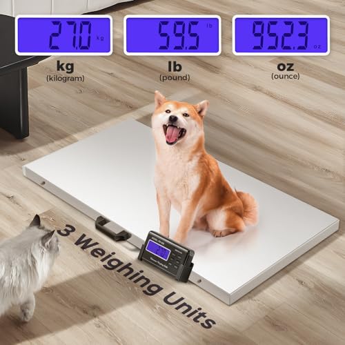 Bonvoisin Pet Scale for Large Dog 1100lb x 0.2lb, Postal Scale with Large Stainless Platform 40.5” x 20.8”, Animal Scales for Weighing,Vet Scale with Rubber Mat Livestock Scale for Dog, Sheep