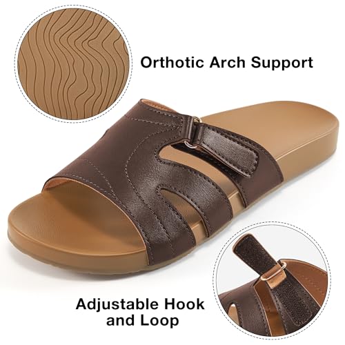 Alicegana Slides for Women orthopedic Sandals: Comfortable Summer Slip on Shoes Arch Support Walking Flat Slippers4