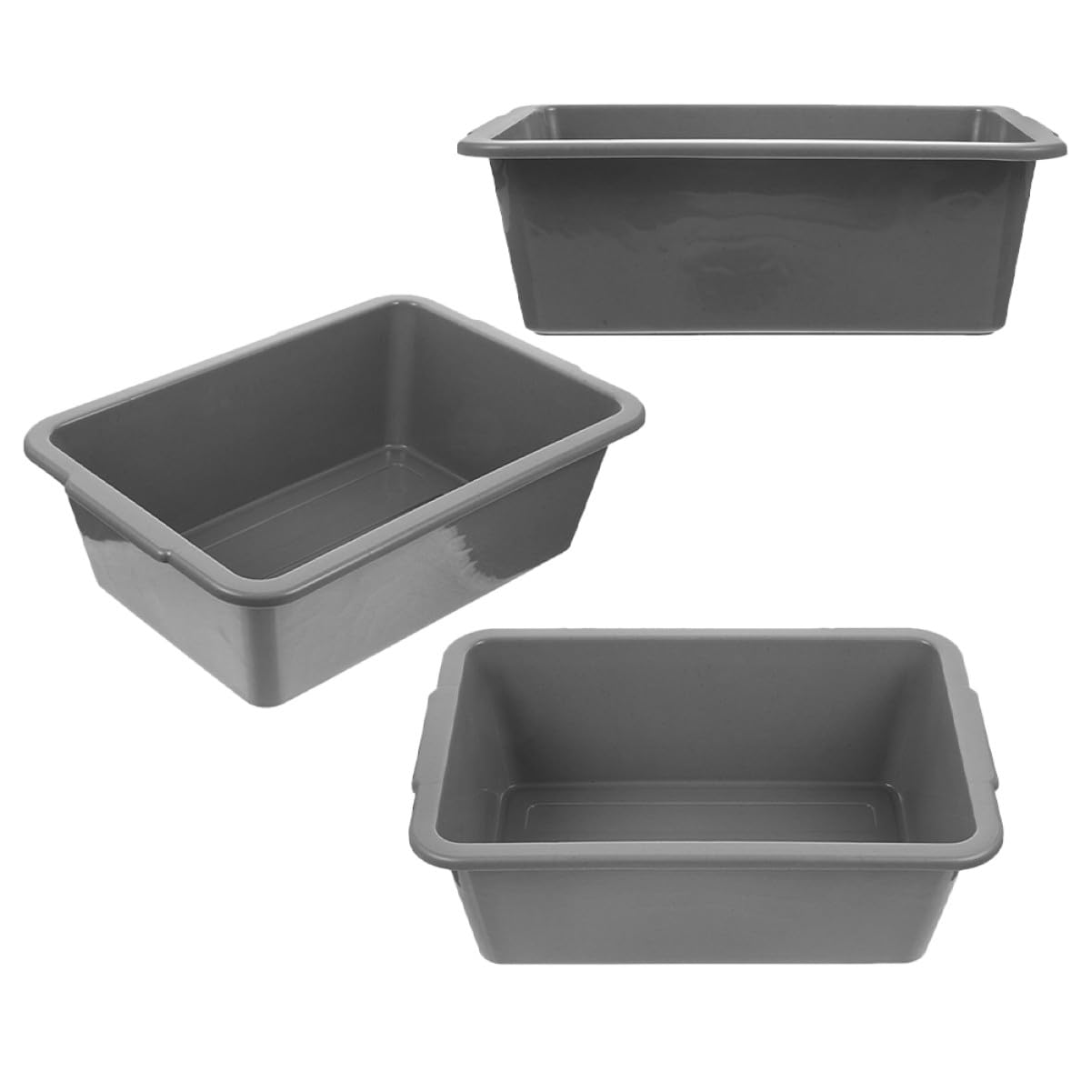 VICASKY Contenitore Rettangolare in Plastica Pp 34x23,8x10,9 Cm Set da 3 Vasche per Lavaggio Stoviglie e Conservazione Alimenti, Uso Professionale in Ristoranti, Mense e Autobus