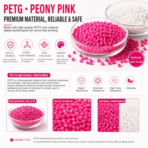 Image of PETG Flower 3D Printer Filament,Multicolor Filament,Solid,Peony Pink,PETG 1.75mm Filament,1kg，Solid Opaque with Smooth Glossy Finish