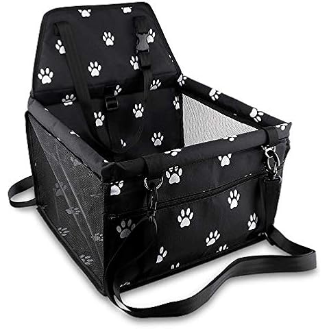 Petbobi Pet Reinforce Car Booster Seat for Dog Cat Portable and Breathable Bag with Seat Belt Dog Carrier Safety Stable for Travel Look Out,with Clip on Leash with PVC Tube (Foot) Cover