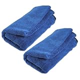 Zwipes 670-2PK Large Premium Absorbent Microfiber Drying Towel (Size: 40' x 25'), 2-Pack Pocketed Plush Lint-Free Cloth, Blue