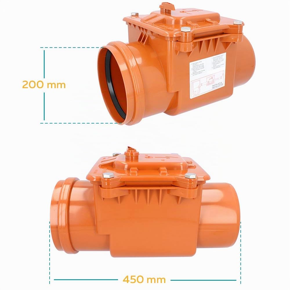 PEŠTAN - Tapón antirretorno Ø DN 200, color naranja