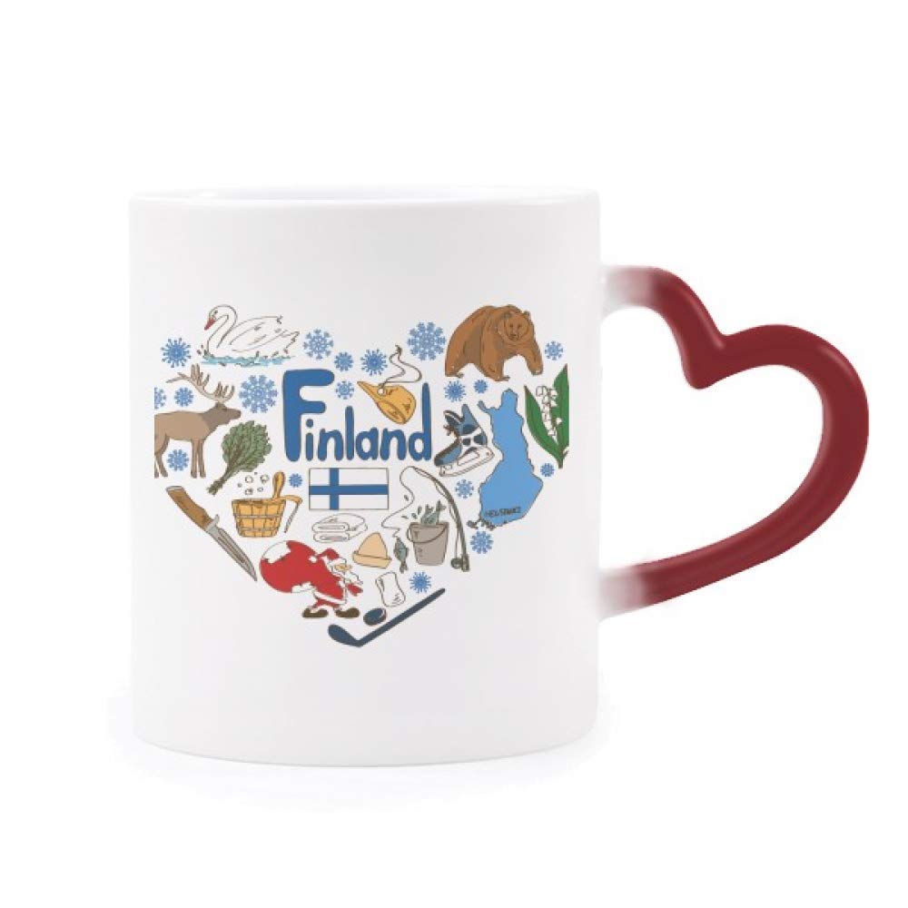 Taza de Finlandia con bandera nacional que cambia de color con el calor