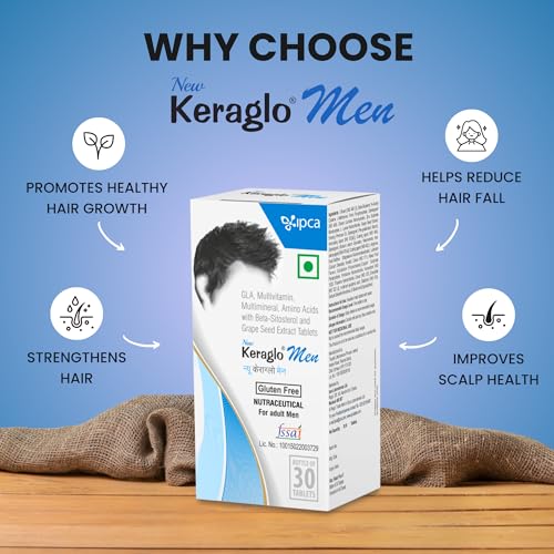 Image of New Keraglo Men Hair Growth Tablets (30 Tabs) Pack 2 - Revolutionary Gender Based Formulae Enriched with Potent DHT Inhibitors, Hair Specific Amino Acids, Powerful Anti-oxidants, Essential Vitamins, Vital Minerals & Natural Extracts - Nourishes Scalp, Supports Follicles & Strengthens Strands - Hair Supplements
