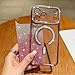 LAPOPNUT for iPhone 17 Pro Max Magnetic Case [Compatible with MagSafe][Glitter Card & Wrist Strap],Girls Women Bling Sparkle Rhinestone Diamond Raised Lens Protection Cover for iPhone 17 Pro Max,Pink